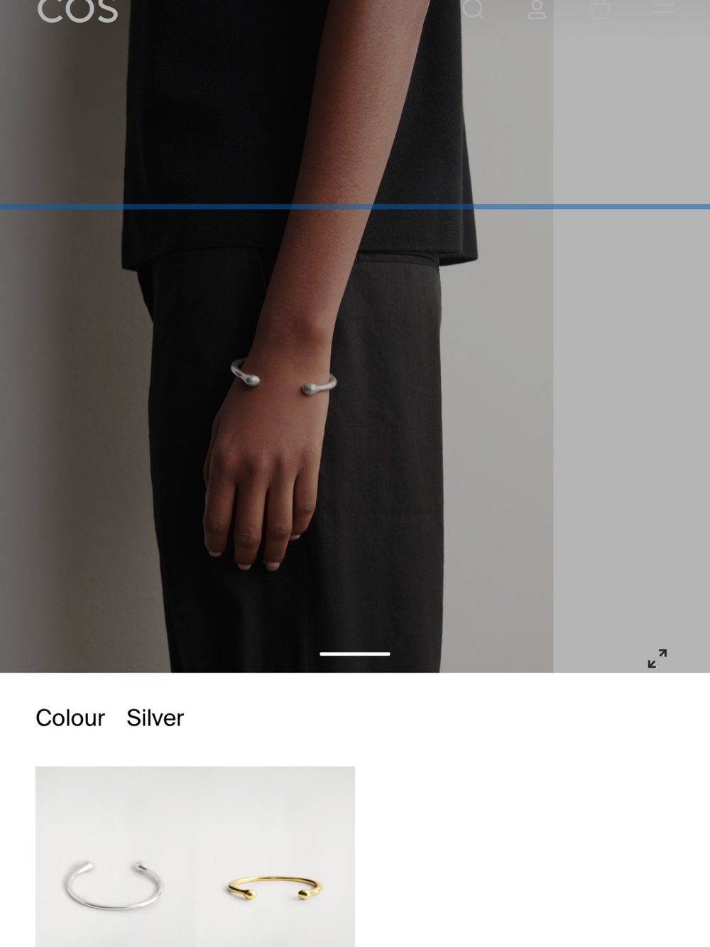 COS Polished Silver Open Cuff Bracelet